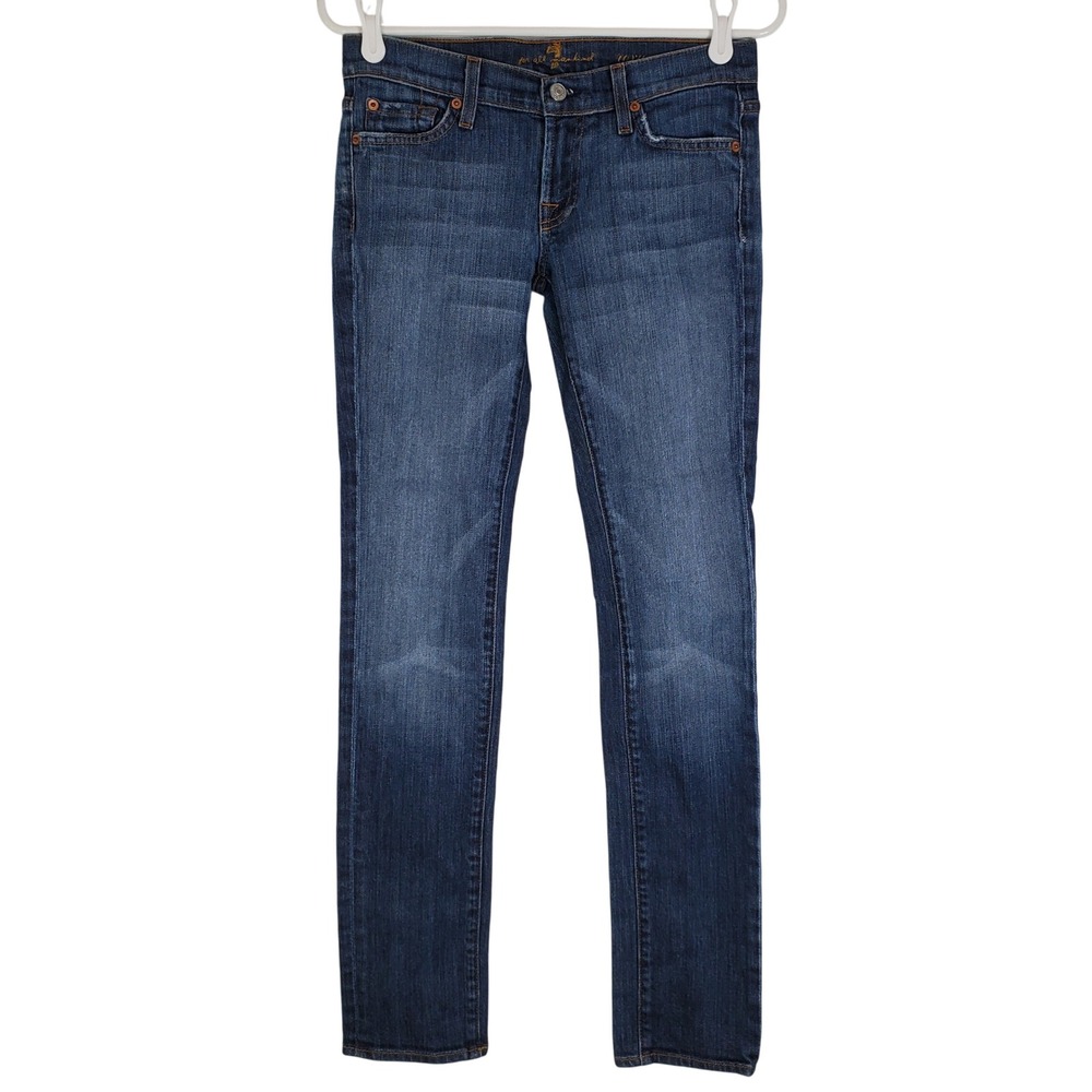 7‎ For All Mankind Roxanne Slim Fit Low Rise Jeans Dark Wash Fade Size 26 720006